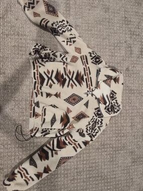 Cozy Aztec Print Sherpa Pullover - Cream & Brown